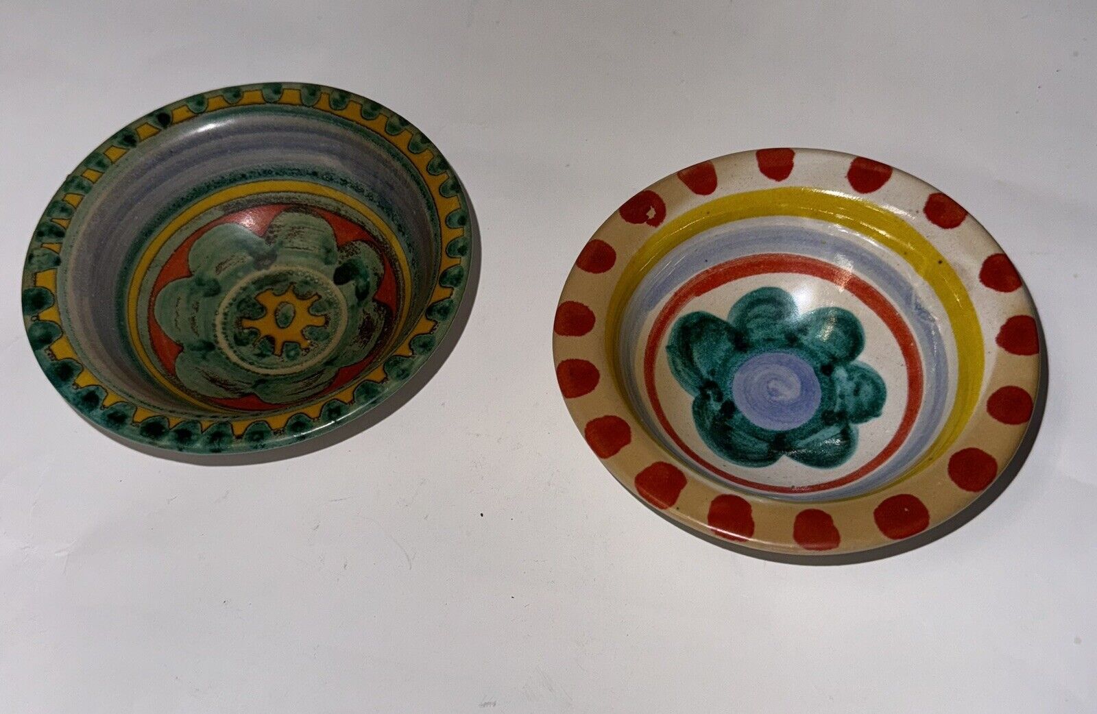 Two Vintage Smaller Colorful Pottery Bowls From Desimone In Italy