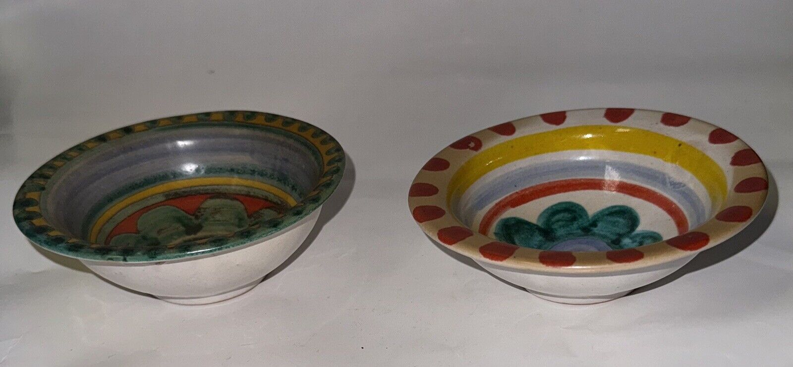 Two Vintage Smaller Colorful Pottery Bowls From Desimone In Italy