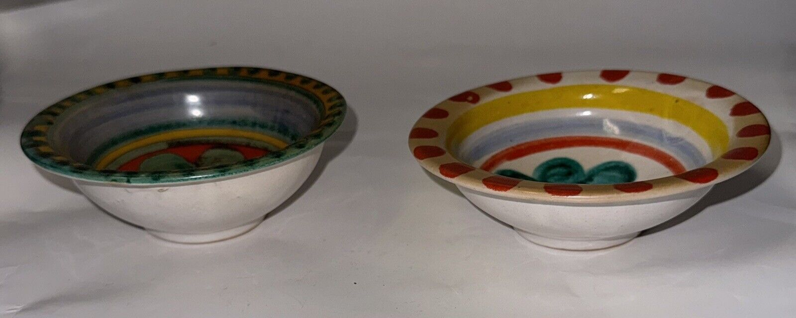 Two Vintage Smaller Colorful Pottery Bowls From Desimone In Italy