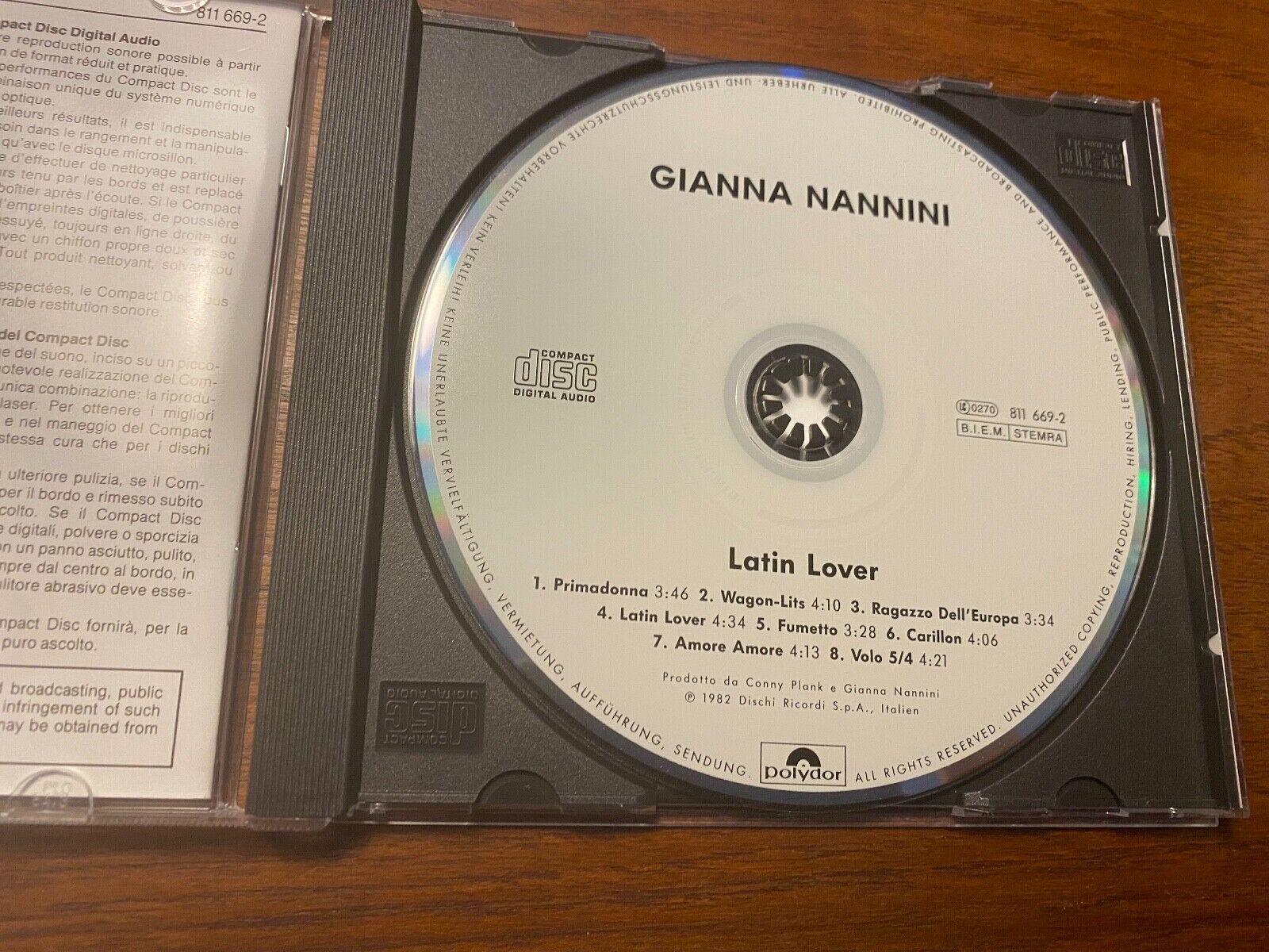 GIANNA NANNINI "LATIN LOVER" POLYDOR RECORDS 8 TRACK CD ALBUM 1 PRESS W GERMANY