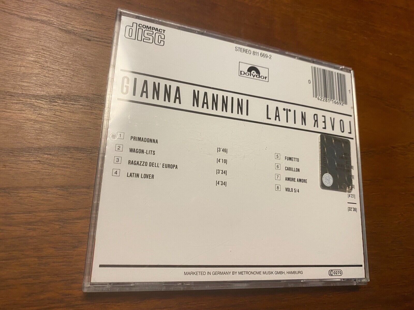 GIANNA NANNINI "LATIN LOVER" POLYDOR RECORDS 8 TRACK CD ALBUM 1 PRESS W GERMANY