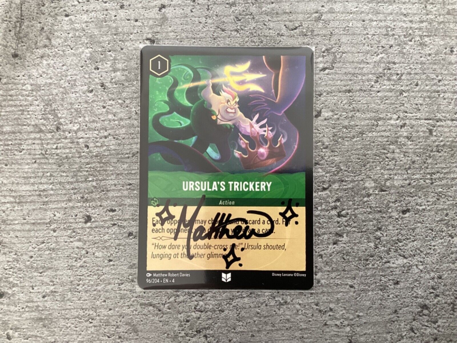 Disney Lorcana Matthew Robert Davies Autograph HAND-SIGNED Ursula NEW