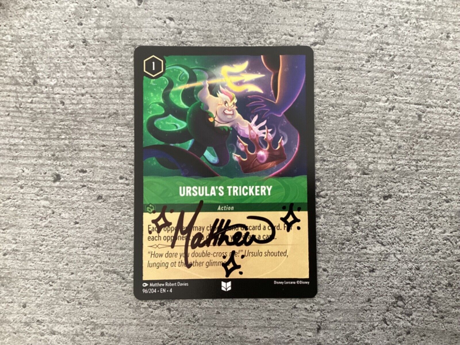 Disney Lorcana Matthew Robert Davies Autograph HAND-SIGNED Ursula NEW