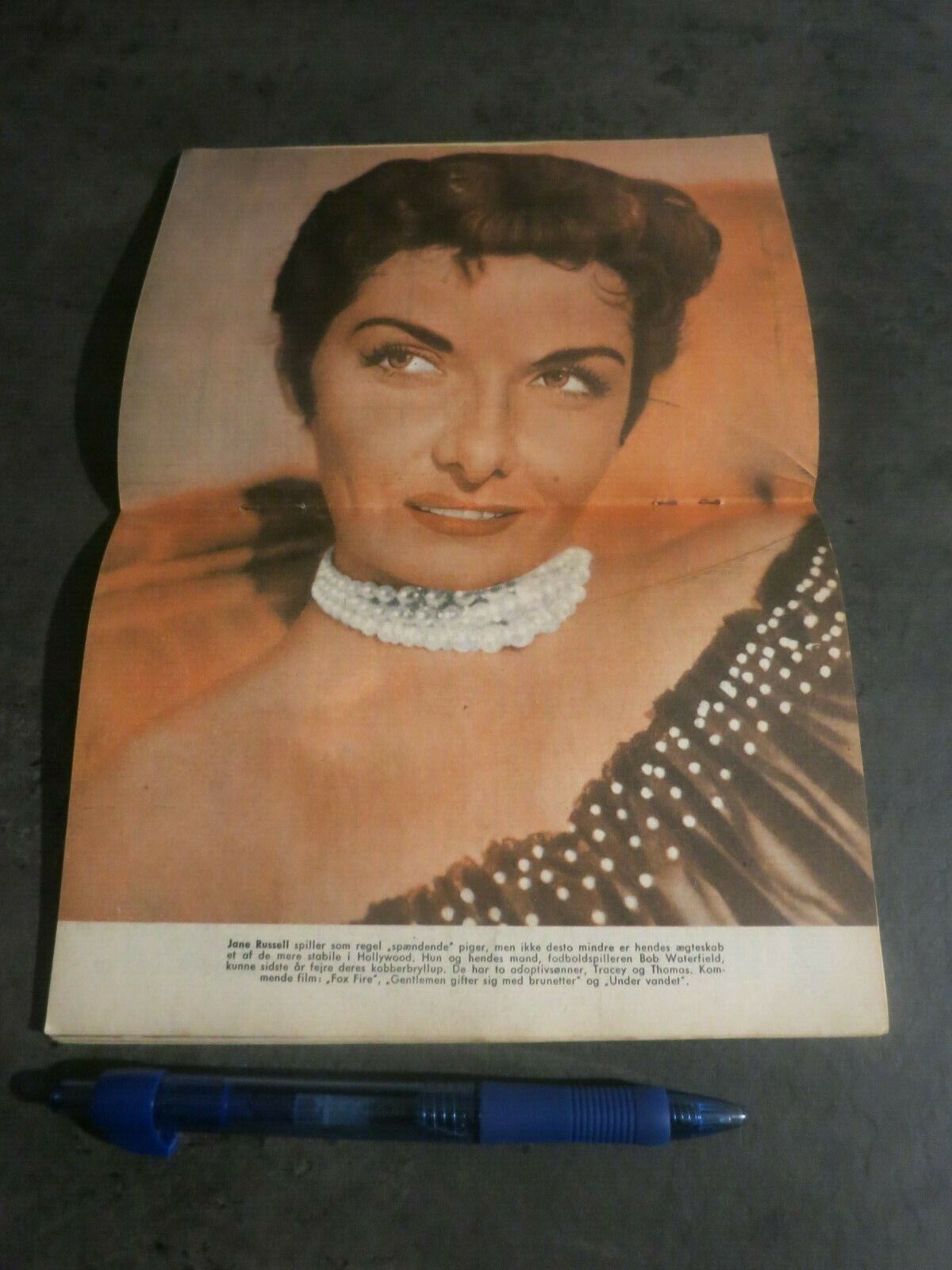 1956 PATRICE WYMORE Jane Russell TONY CURTIS Small Danish Magazine H60