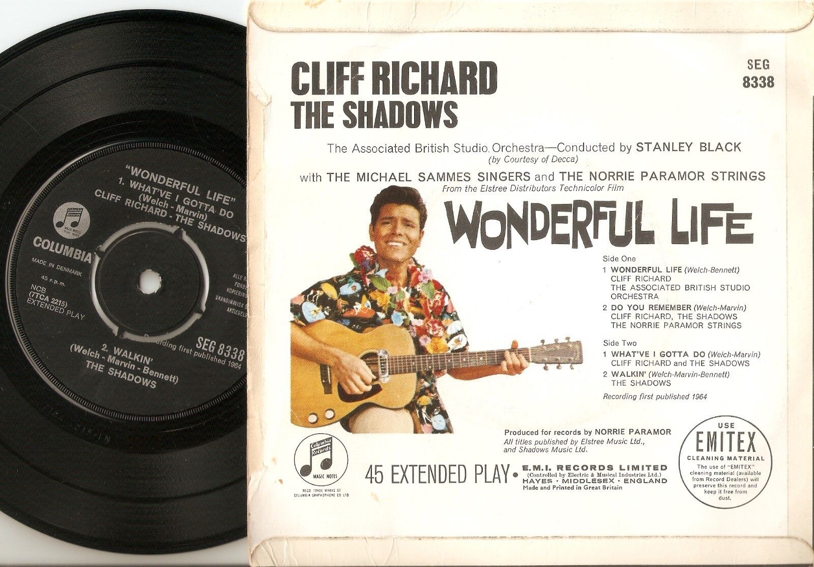 CLIFF RICHARD AND THE SHADOWS WONDERFUL LIFE EP DANISH DENMARK 45+PS 1964