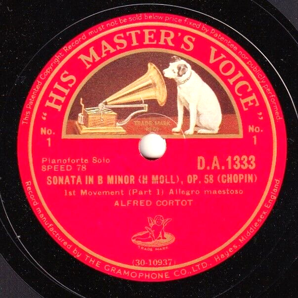 Cortot Chopin (Sonata op 58) HMV DA 1333-6 (4) original album NM(-)