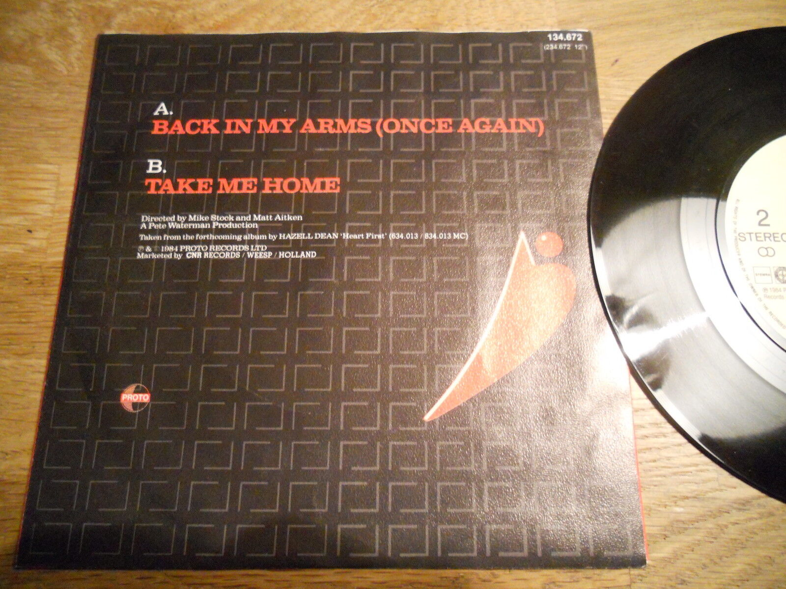 HAZELL DEAN "BACK IN MY ARMS (ONCE AGAIN) / TAKE ME HOME" 1984 PROTO RECORDS PWL