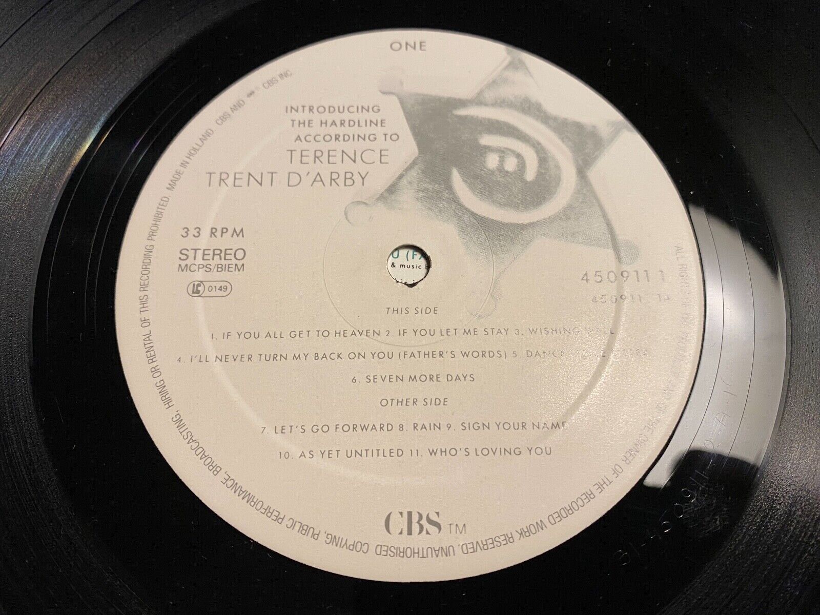 TRENCE TRENT D´ARBY "INTRODUCING THE HEADLINE ACCORDING TO TER" CBS RECORDS 1987