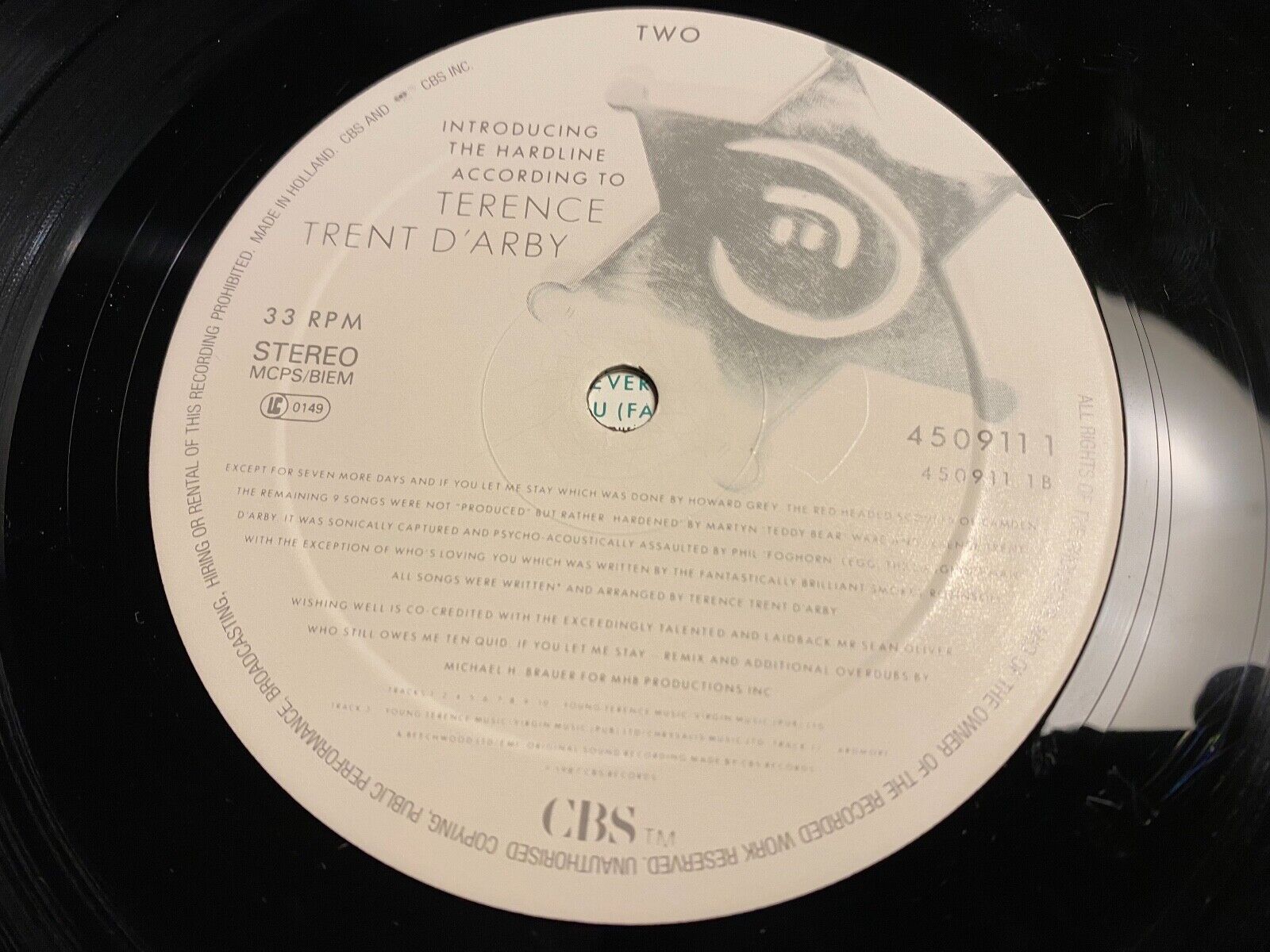 TRENCE TRENT D´ARBY "INTRODUCING THE HEADLINE ACCORDING TO TER" CBS RECORDS 1987