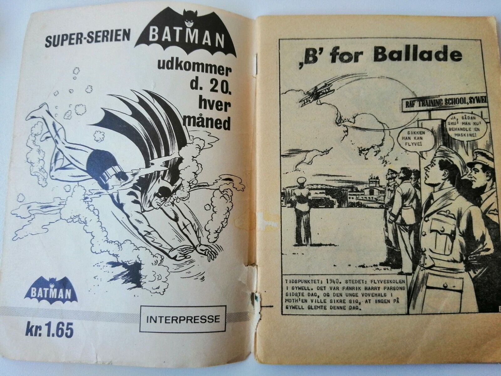 "Kampflyver Serien" no 1081966"B" FOR BALLADE Danish pocket book