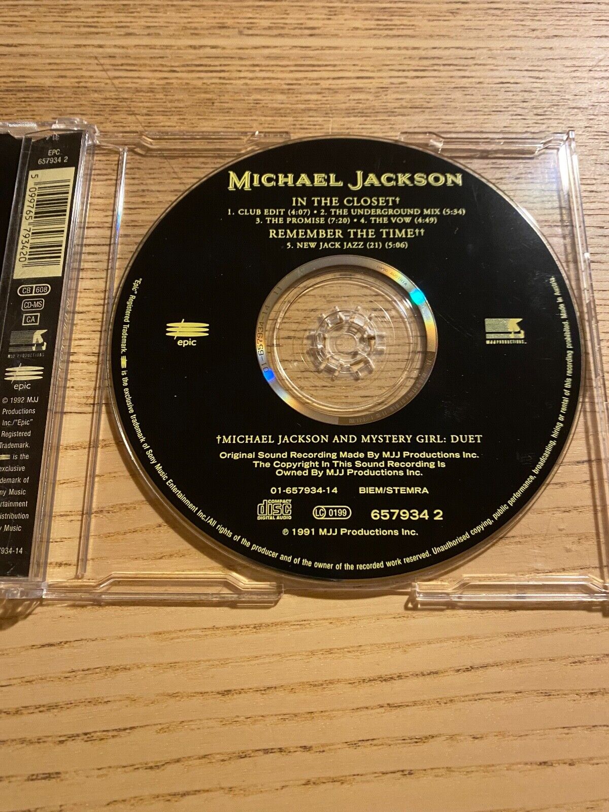 MICHAEL JACKSON "IN THE CLOSET" 1991 EPIC RECORDS 5 REMIXES CD SINGLE RARE USED*