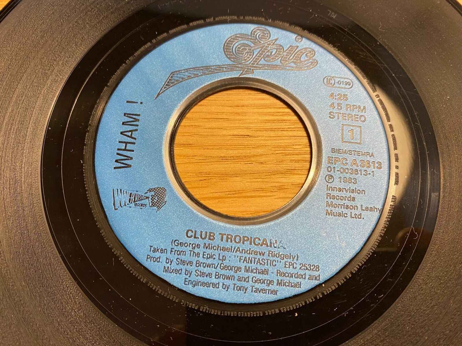 WHAM! / GEORGE MICHAEL"CLUB TROPICANA/BLUE" 1983 EPIC RECORDS FRENCH PRESS 7"