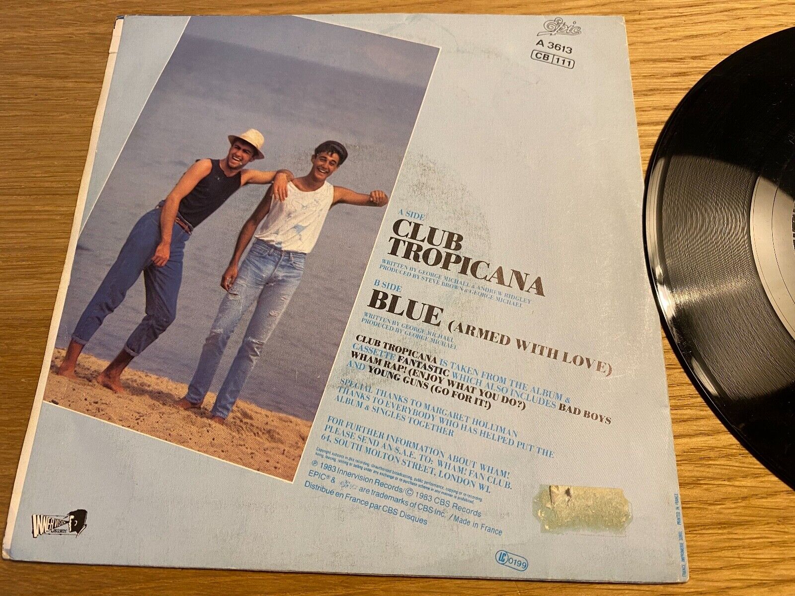 WHAM! / GEORGE MICHAEL"CLUB TROPICANA/BLUE" 1983 EPIC RECORDS FRENCH PRESS 7"