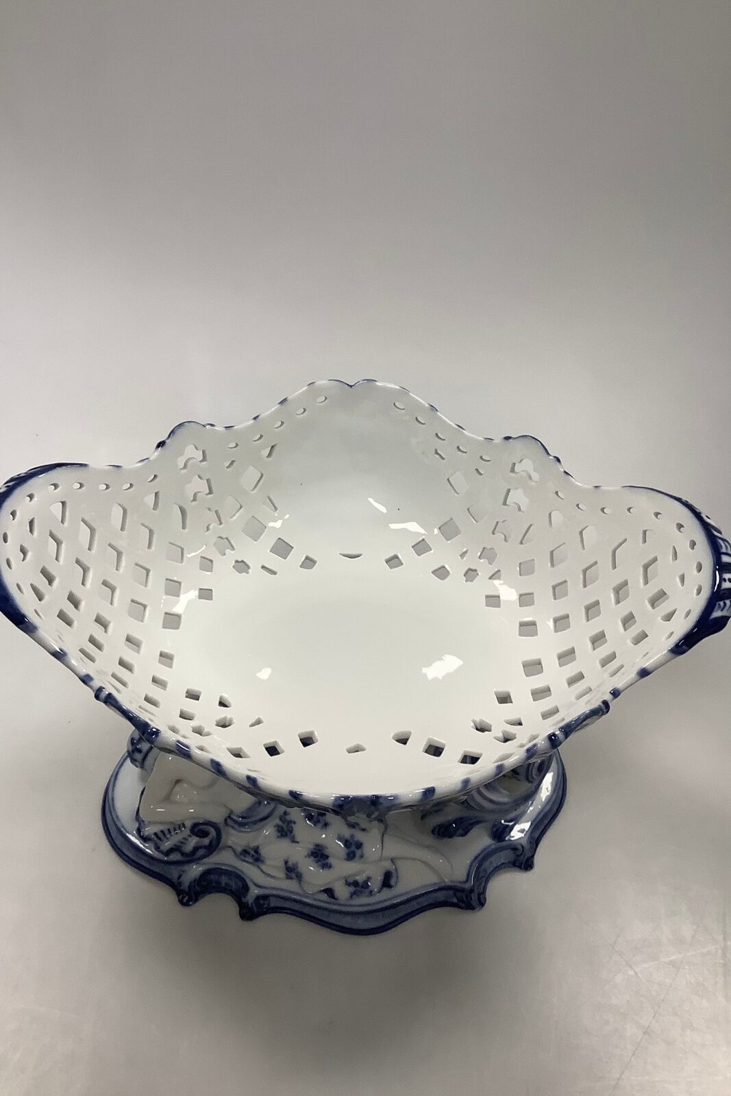 Royal Copenhagen Blue Fluted Full Lace Fruit Basket No 1196