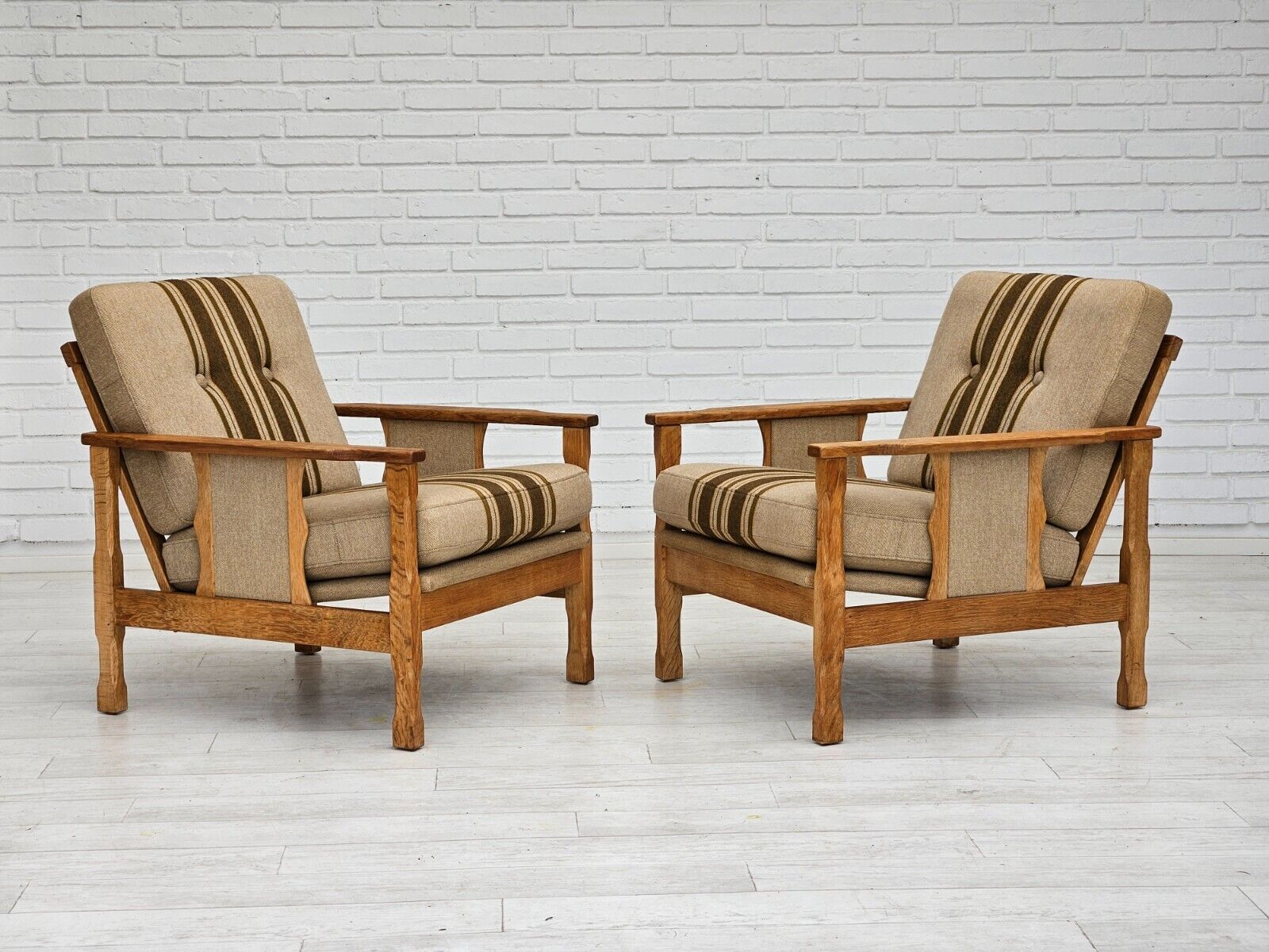 1970s pair of Danish lounge chairs original very good condition wool oak