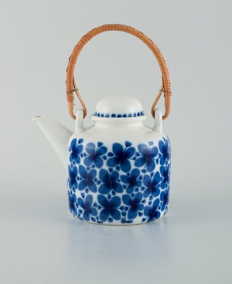 Rörstrand Mon Amie porcelain teapot with bamboo shank About 1940