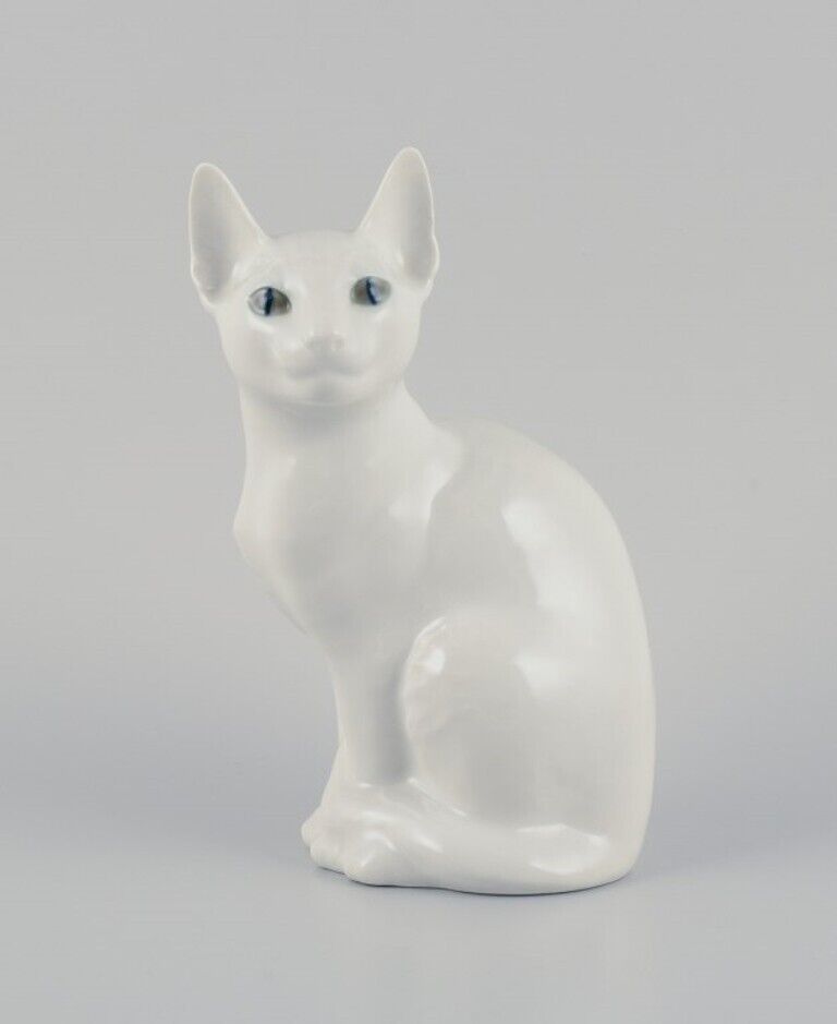 Royal Copenhagen Porcelain figurine of a white Siamese cat