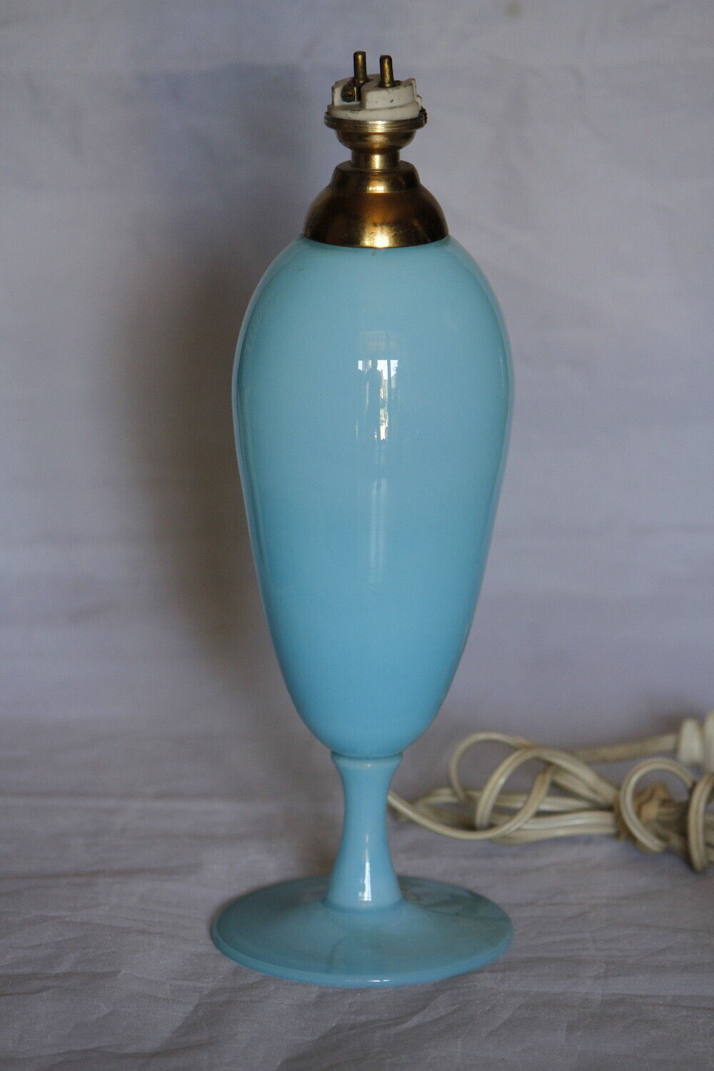 Rare Vintage Italian Blue Opaline Lamp Foot 25cm 984in Murano Venitian