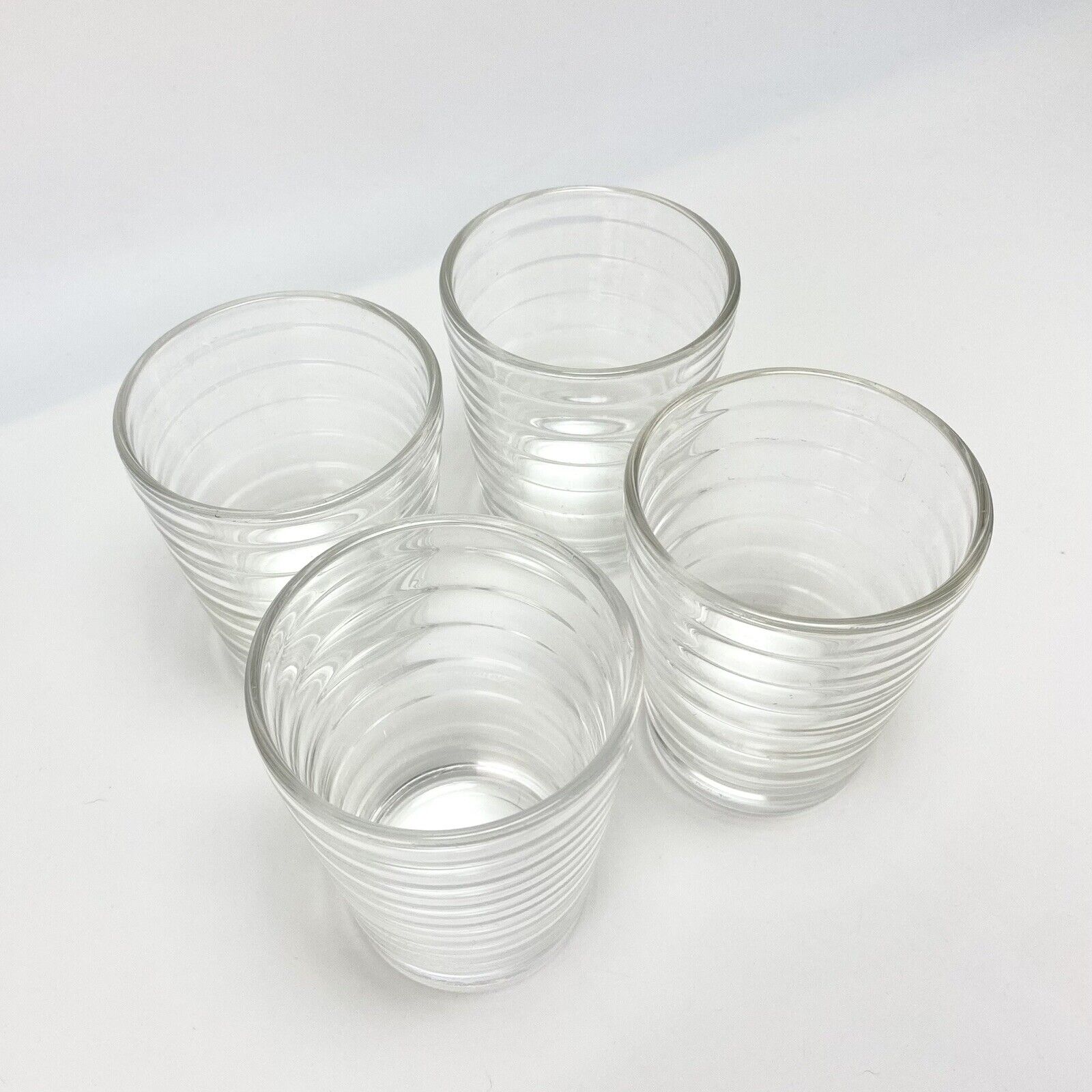 4pcs Vtg Iittala Aino Aalto Ridged Clear Drinking Glasses Finnish Glass Barware