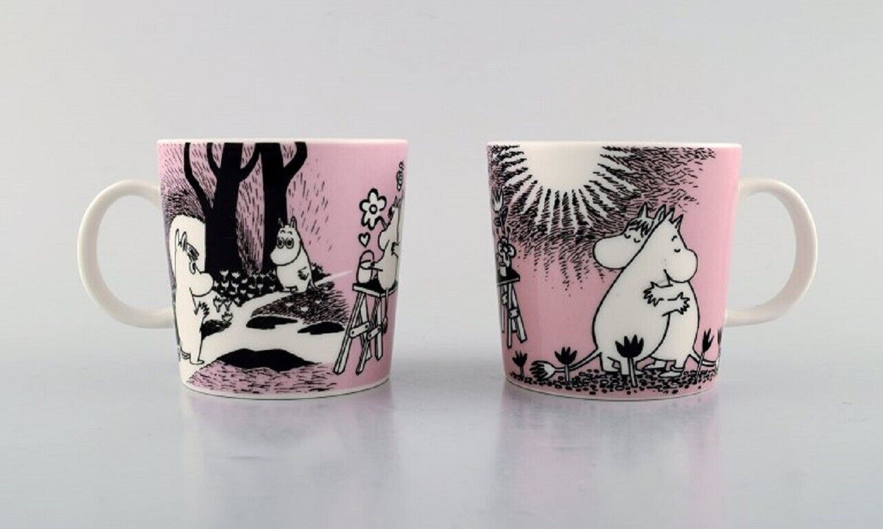 Arabia Finland Two cups in porcelain with motifs from "Moomin" Late 20th C