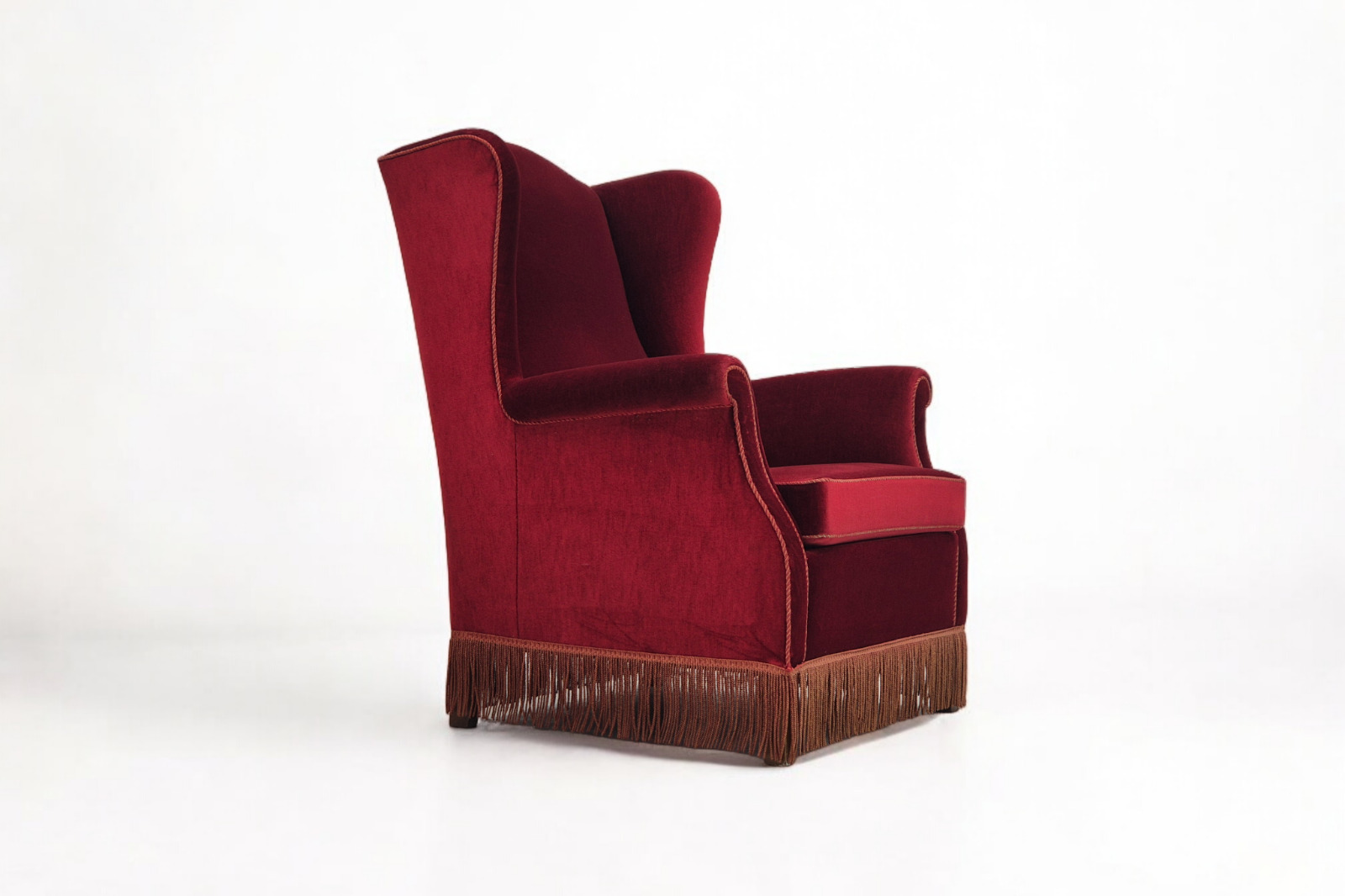1970s Danish highback wingback armchair original condition furniture velour