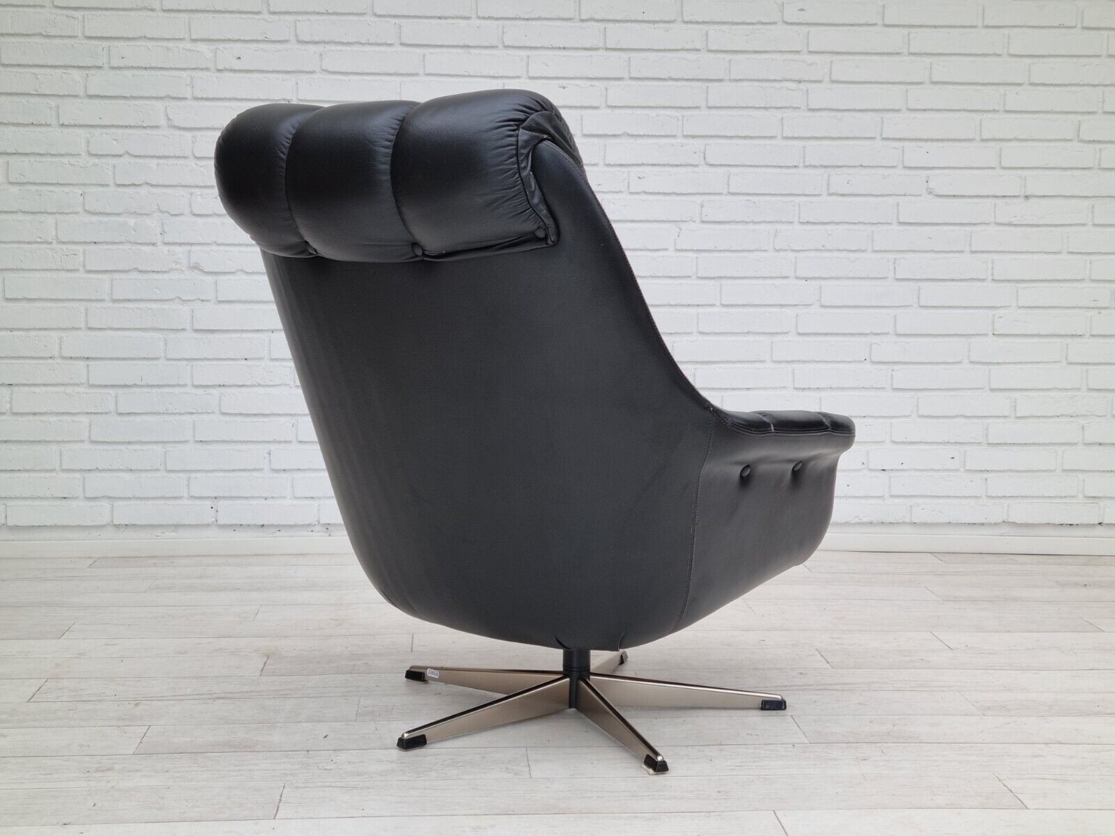 1970s vintage Danish swivel leather armchair original condition