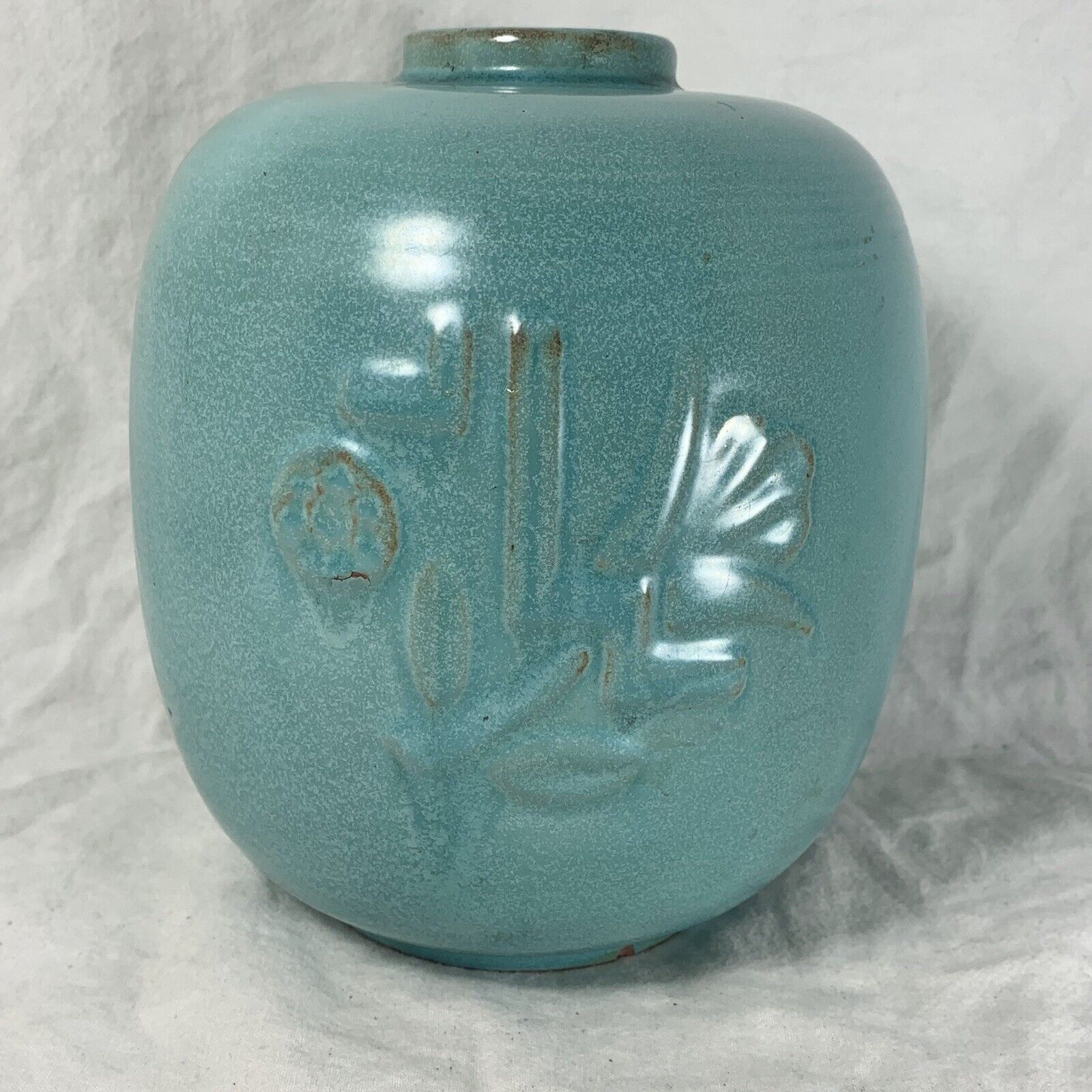 Vintage art deco Upsala Ekeby “Swedish Grace” green vase  15x11cm Sweden