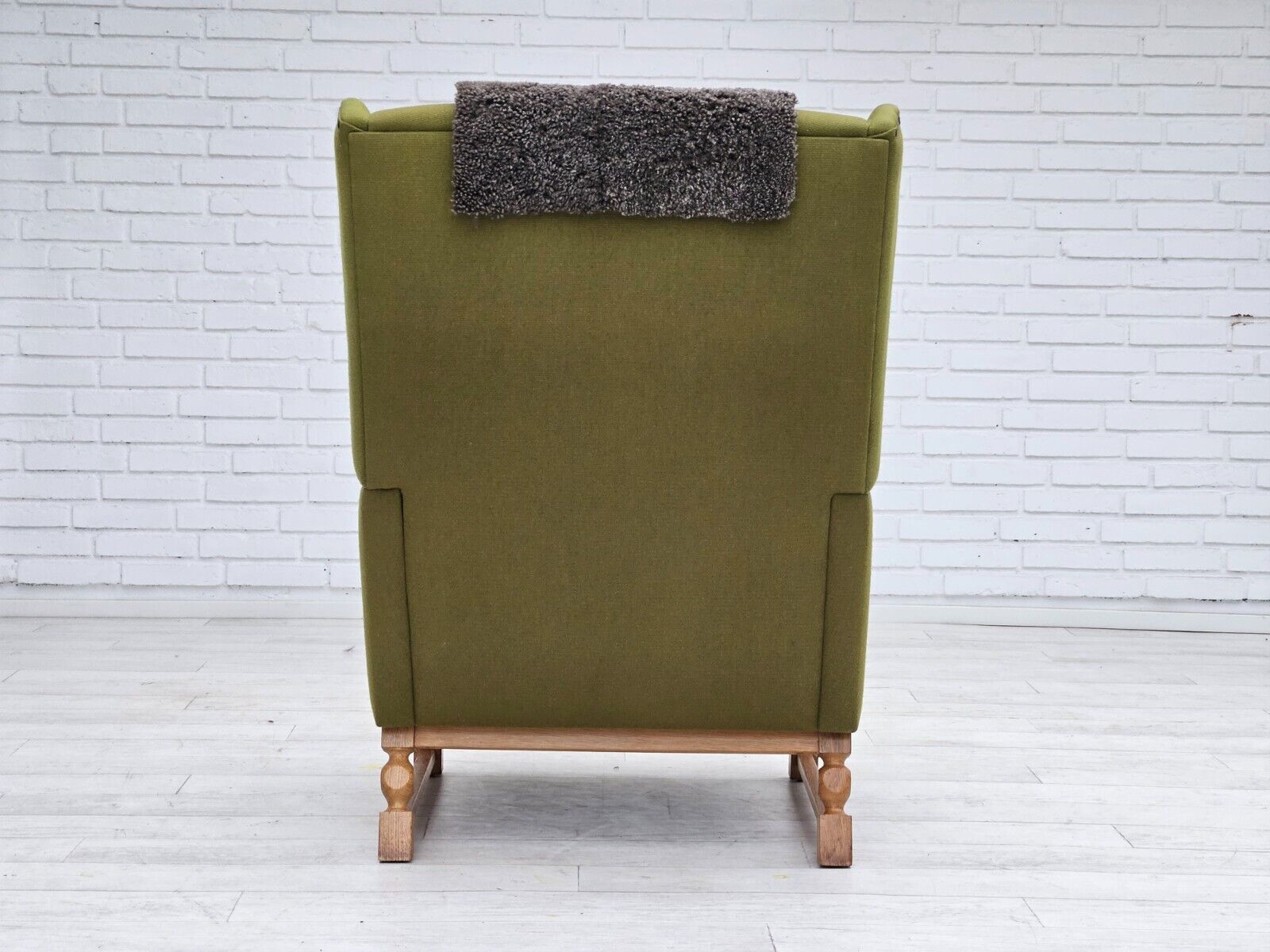 1970s Danish highback armchair wool oak original very good condition