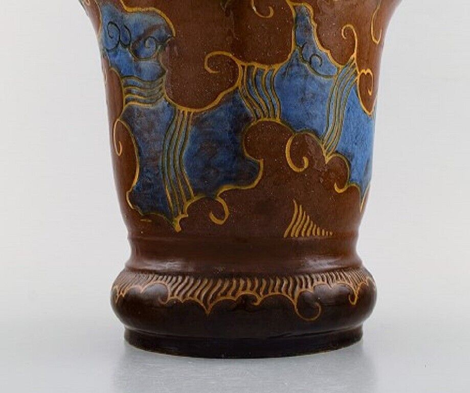 Møller  Bøgely Denmark Large Art Nouveau vase in glazed ceramics