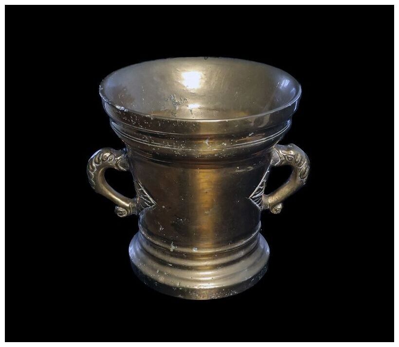 *SC*HUGE BRASS APOTHECARY MORTAR WITH DOLPHIN HANDLES C 1690