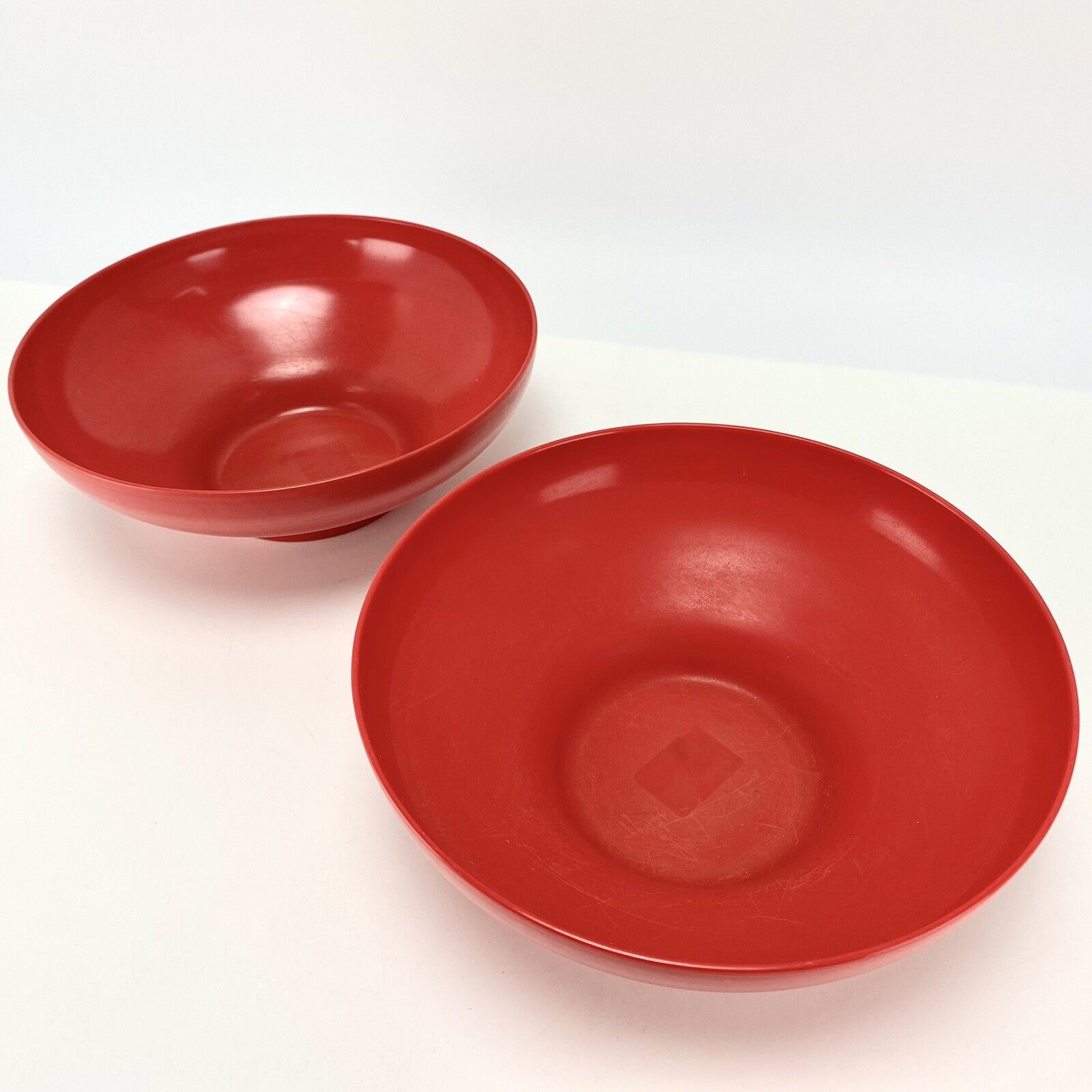 Pair Vtg MCM Georg Jensen Henning Koppel Red Melamine Serving Breakfast Bowls