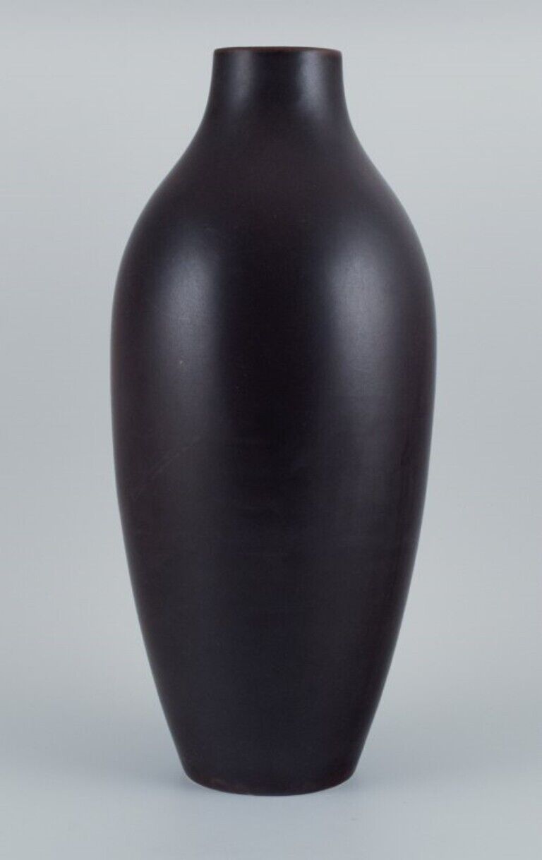 Carl Harry Stålhane for Rörstrand Colossal ceramic floor vase with brown glaze