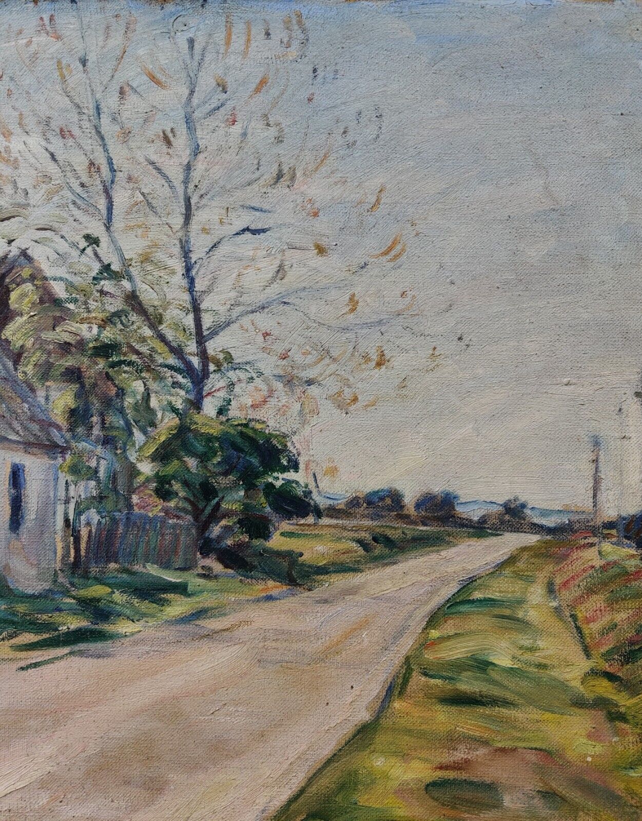 Carl Frydensberg (1872-1944): HOUSE BY THE ROAD - Ölgemälde / oil painting