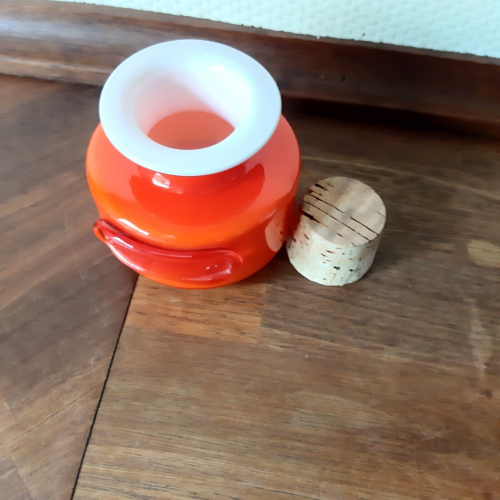 Orange-Red cased glass spice jar PALET or PALETTE serie MICHAEL BANG HOLMEGAARD