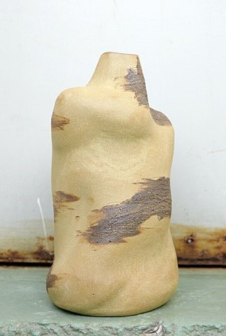 Christina Muff  (b 1971) Bottle-shaped sculptural vase in golden stoneware