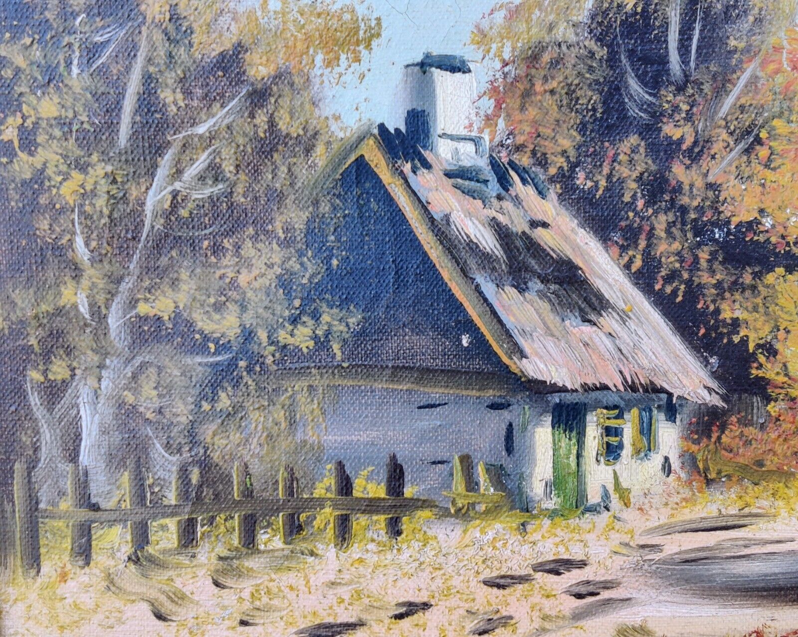 COTTAGE IN FOREST original oil painting