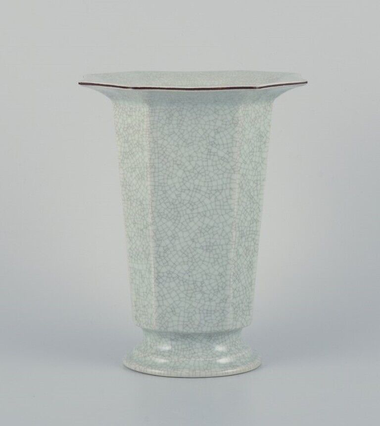 Royal Copenhagen Art Deco porcelain vase in a rare shape with crackle glaze