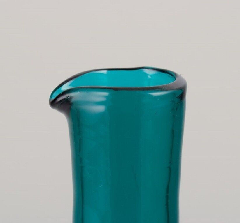 Nanny Still for Riihimäen Lasi Finland  Vase / bottle in turquoise glass 1960