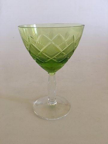 "Wienna Antique" Green White Wine Glass from Lyngby Glass