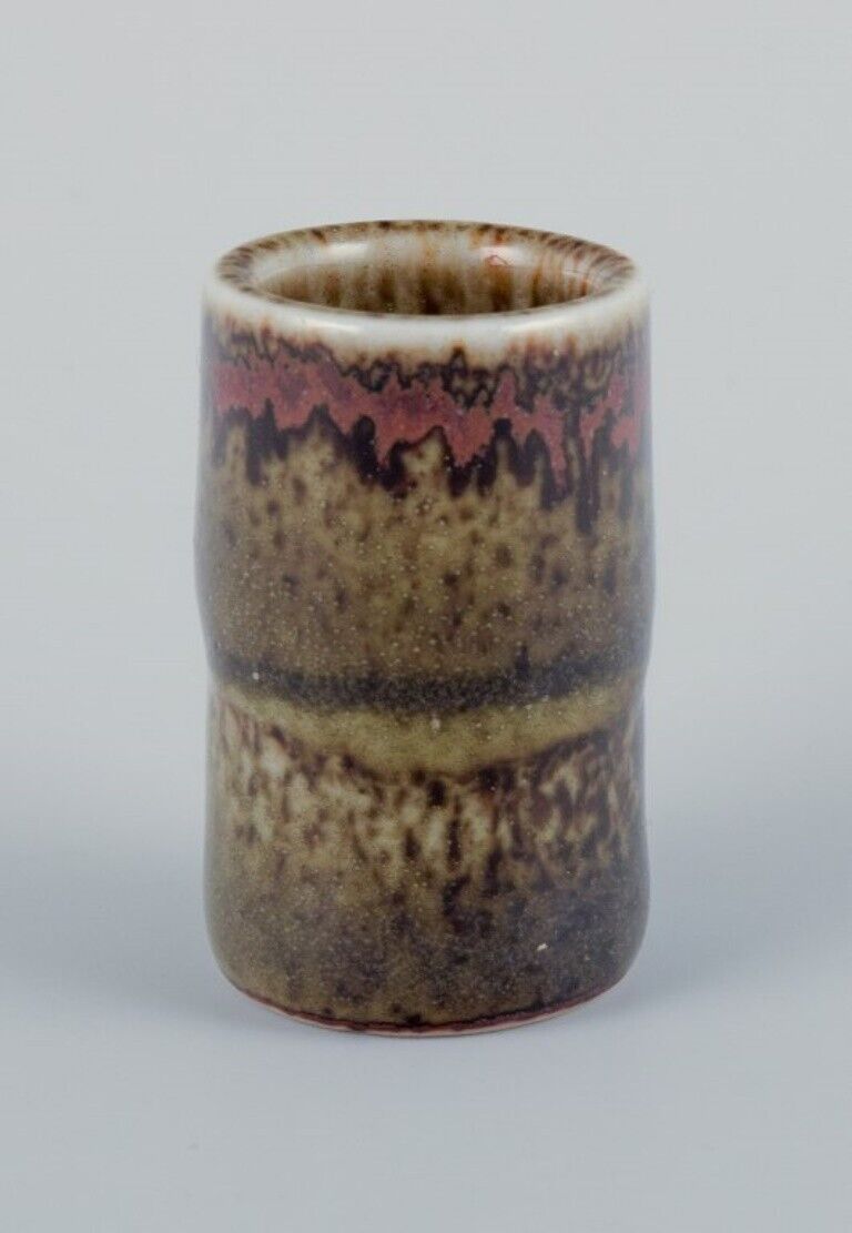 Stig Lindberg Gustavsberg Studio Miniature vase with green-brown glaze 1960s