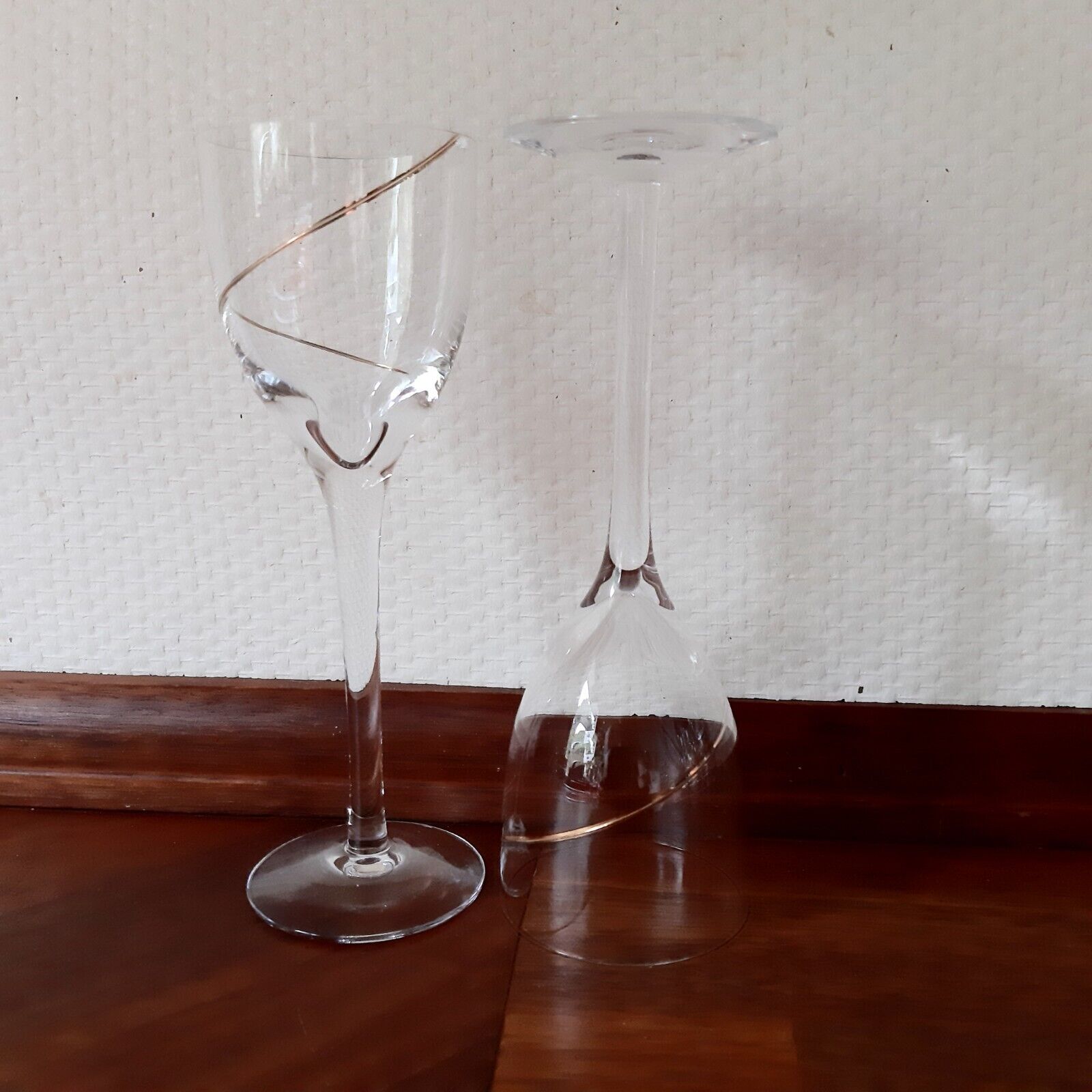 2 original LINE GOLD PORT WINE glasses 9 cl by Anna Ehrner for Kosta Boda