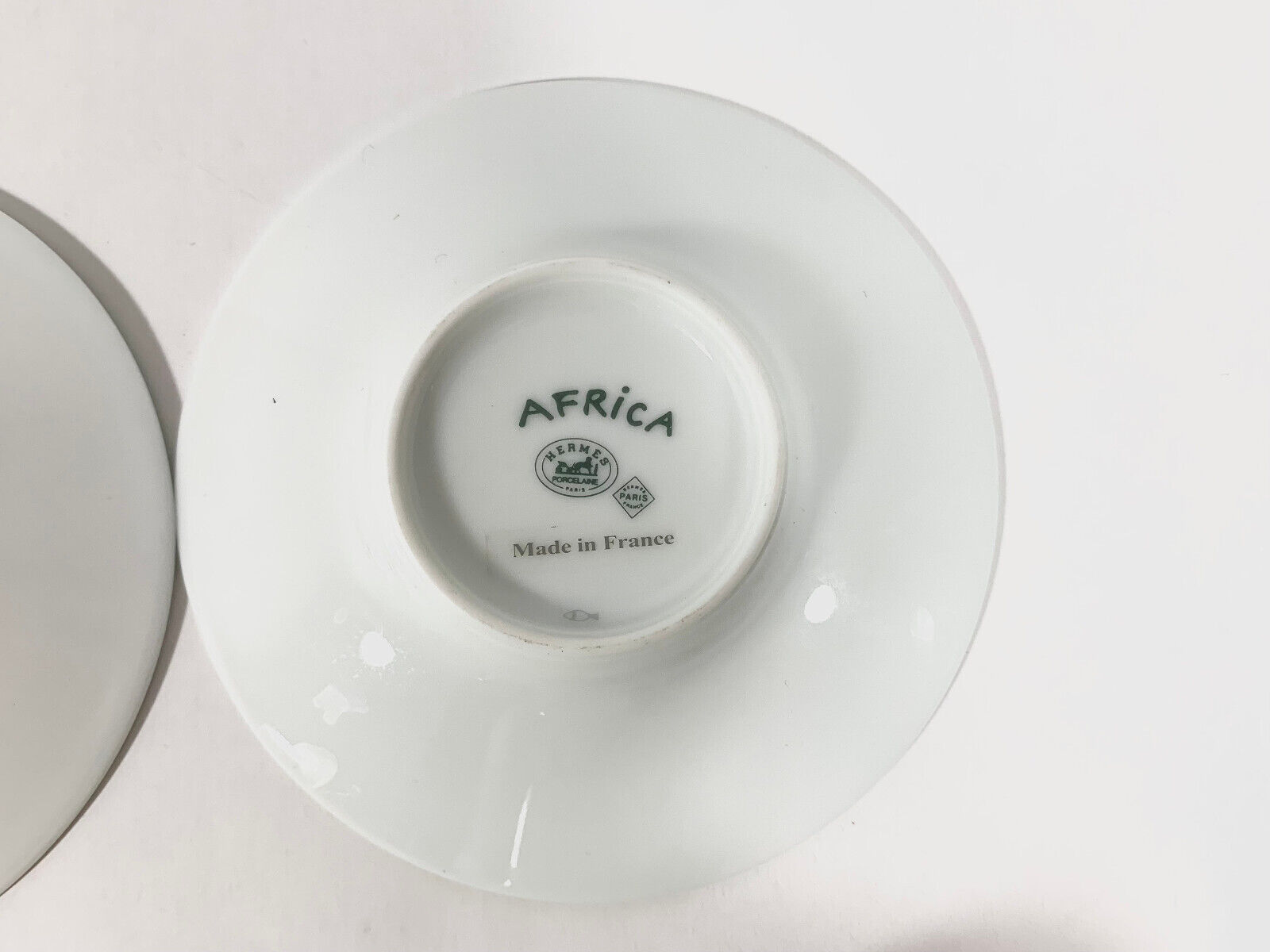 2x Hermes Africa Green Demitasse Espresso Coffee Cup and Saucer