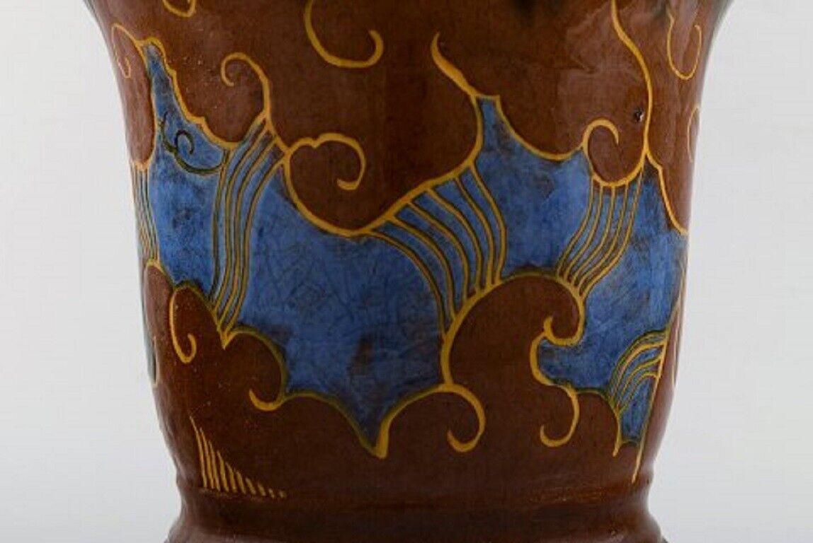 Møller  Bøgely Denmark Large Art Nouveau vase in glazed ceramics