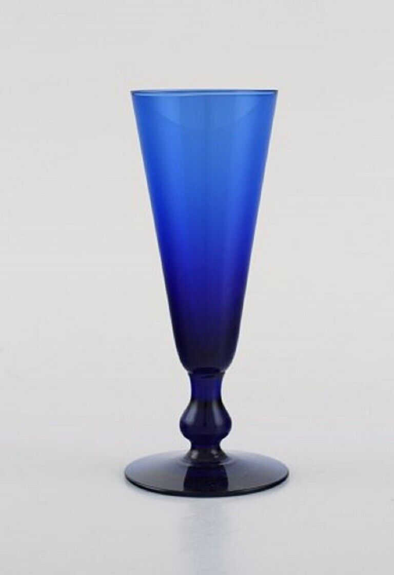 Monica Bratt for Reijmyre 17 small cocktail glasses in blue art glass