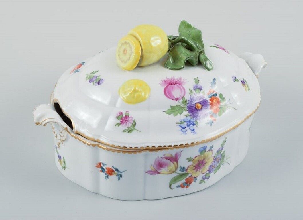 Nymphenburg Germany hand-painted porcelain lidded tureen with flowers