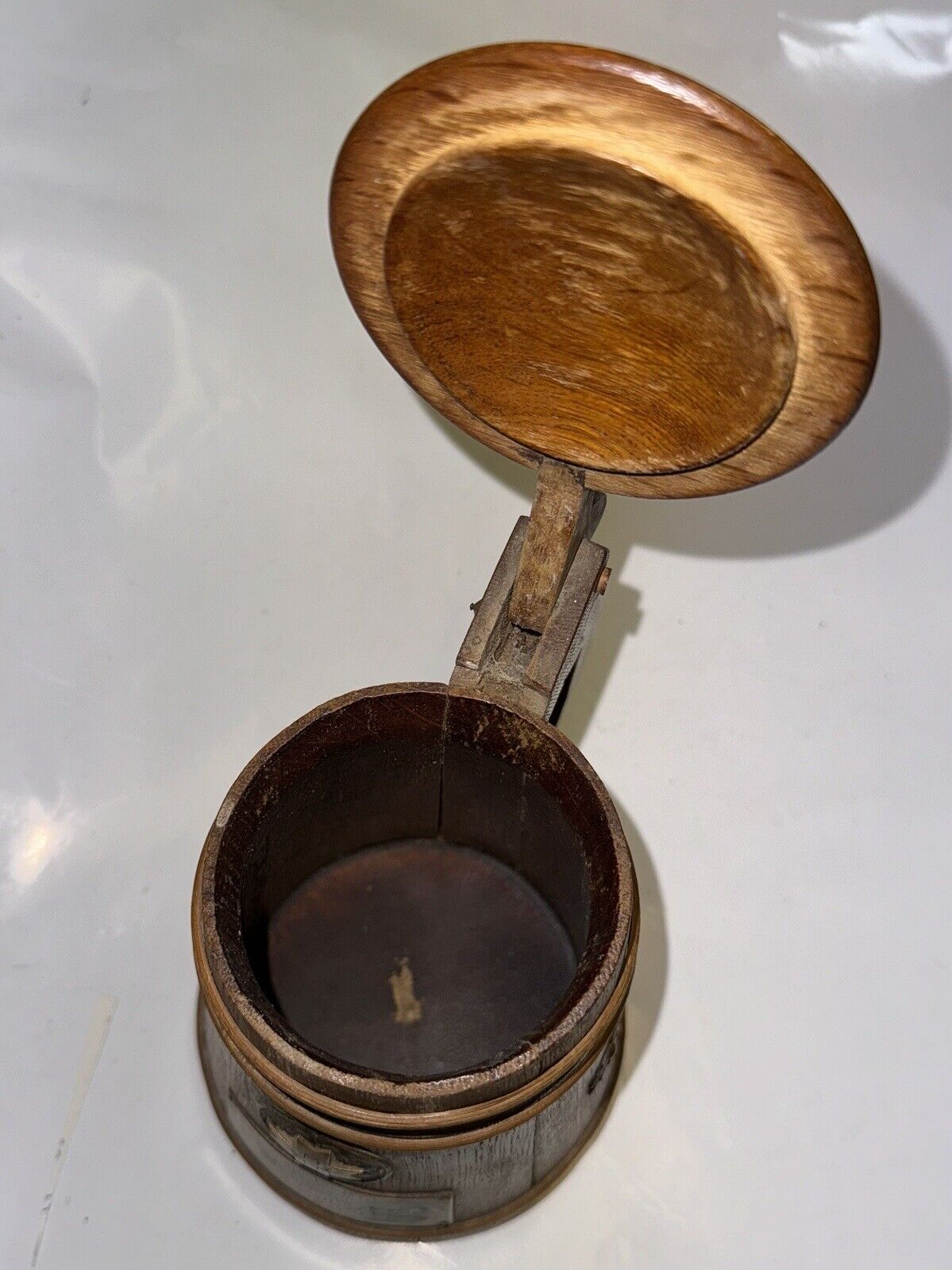 For decoration: Mug In Wood  With Lid And Metal Decoration Latvia 1937