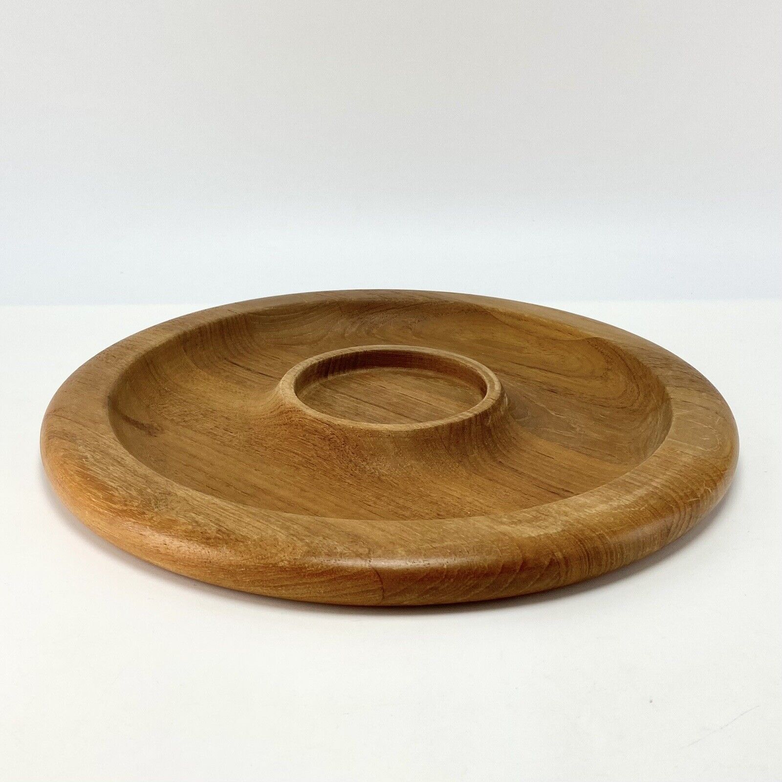 Vtg Danish MCM Woodline Teak Serving Tray Chip Dip Snack Board Erik Jorgensen