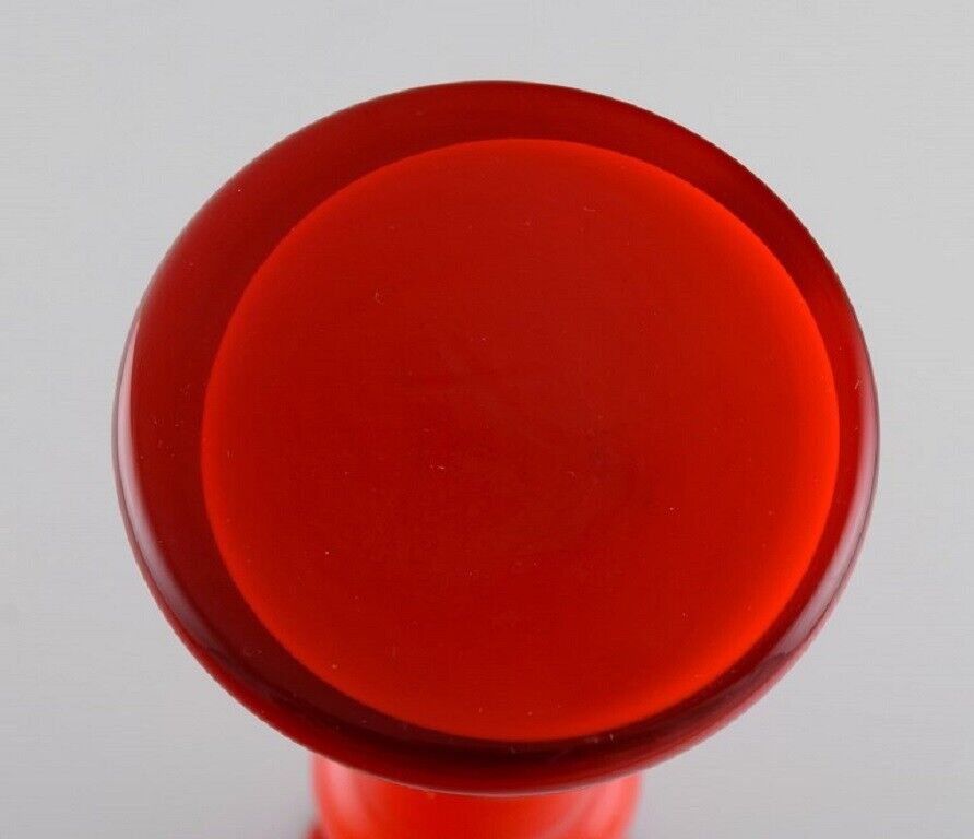 Holmegaard / Kastrup Two Carnaby vases in red mouth blown art glass 1960s