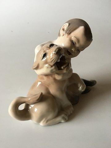 Royal Copenhagen Figurine Faun with lioncub No 2852