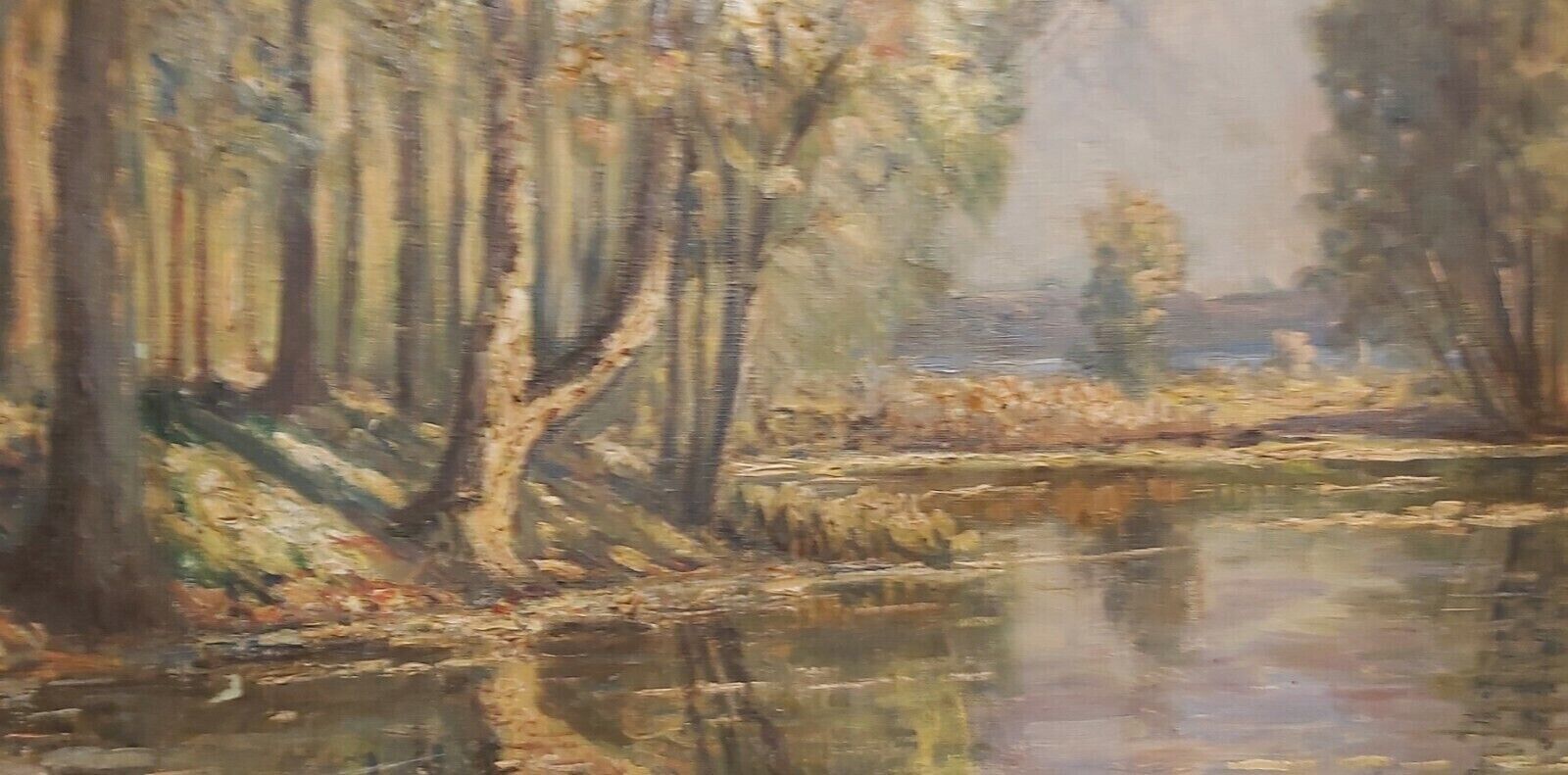 Finn Wennerwald (1896-1969): STILL FOREST POND Original vintage oil painting